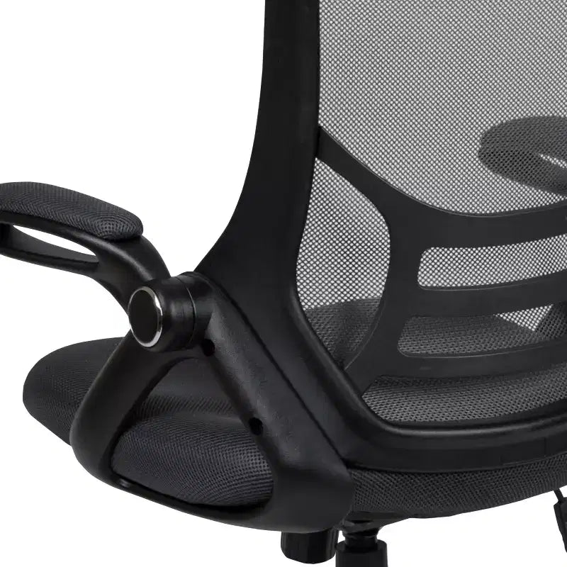 Sedia da ufficio ergonomica Emma and Oliver High Back Mesh con braccioli pieghevoli