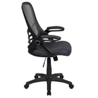 Sedia da ufficio ergonomica Emma and Oliver High Back Mesh con braccioli pieghevoli