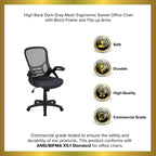 Sedia da ufficio ergonomica Emma and Oliver High Back Mesh con braccioli pieghevoli