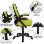 Sedia da ufficio ergonomica Emma and Oliver High Back Mesh con braccioli pieghevoli