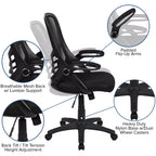 Sedia da ufficio ergonomica Emma and Oliver High Back Mesh con braccioli pieghevoli