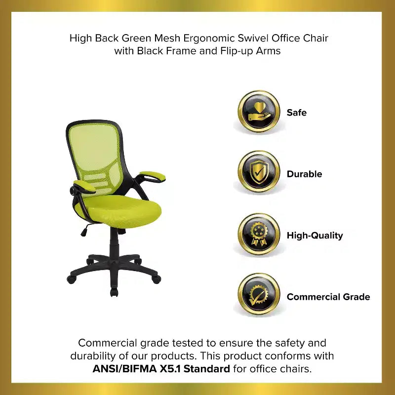 Sedia da ufficio ergonomica Emma and Oliver High Back Mesh con braccioli pieghevoli
