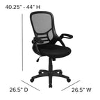 Sedia da ufficio ergonomica Emma and Oliver High Back Mesh con braccioli pieghevoli