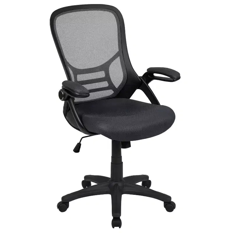 Sedia da ufficio ergonomica Emma and Oliver High Back Mesh con braccioli pieghevoli