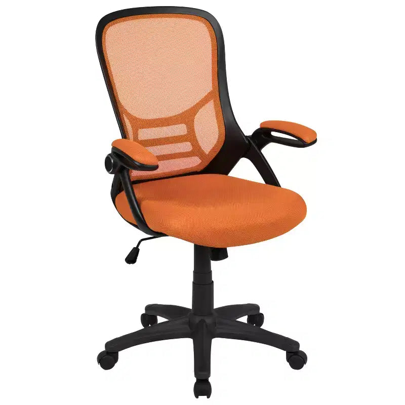 Sedia da ufficio ergonomica Emma and Oliver High Back Mesh con braccioli pieghevoli