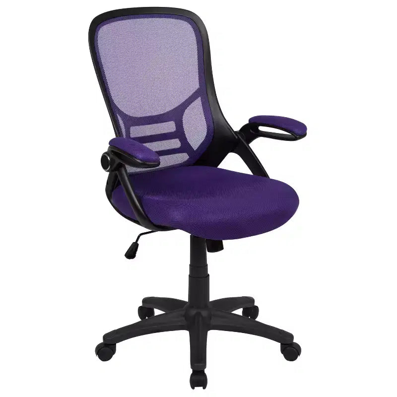 Sedia da ufficio ergonomica Emma and Oliver High Back Mesh con braccioli pieghevoli