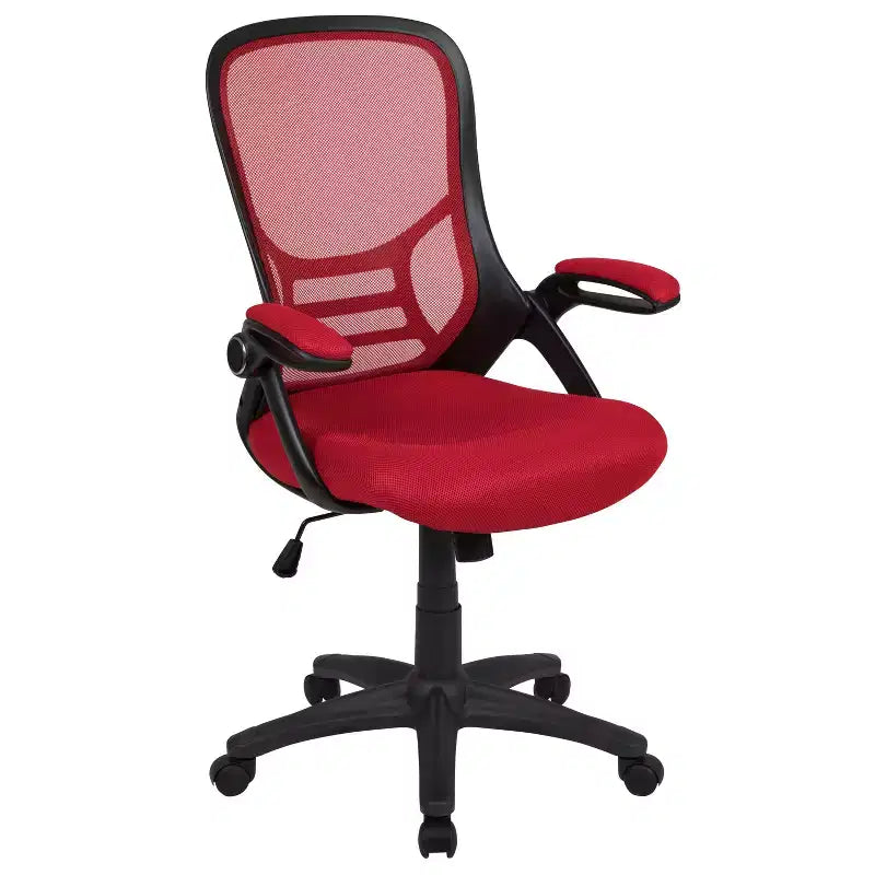 Sedia da ufficio ergonomica Emma and Oliver High Back Mesh con braccioli pieghevoli