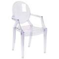 Emma and Oliver Oval Back Ghost Chair with Arms in Transparent Crystal
