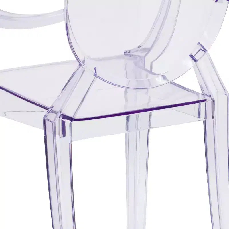 Sedia Emma e Oliver Oval Back Ghost con braccioli in Cristallo Trasparente