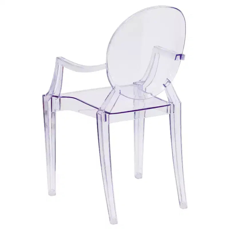 Sedia Emma e Oliver Oval Back Ghost con braccioli in Cristallo Trasparente