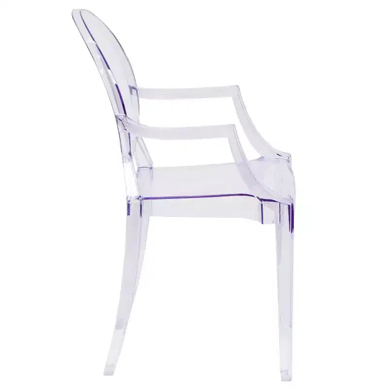 Sedia Emma e Oliver Oval Back Ghost con braccioli in Cristallo Trasparente