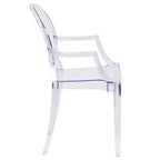 Sedia Emma e Oliver Oval Back Ghost con braccioli in Cristallo Trasparente