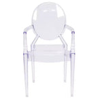 Sedia Emma e Oliver Oval Back Ghost con braccioli in Cristallo Trasparente