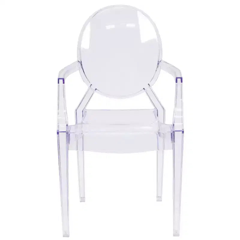 Sedia Emma e Oliver Oval Back Ghost con braccioli in Cristallo Trasparente