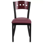 Sedia da pranzo per ristorante in metallo con schienale a 4 quadrati decorativi Emma e Oliver Black