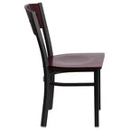 Sedia da pranzo per ristorante in metallo con schienale a 4 quadrati decorativi Emma e Oliver Black