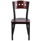 Sedia da pranzo per ristorante in metallo con schienale a 4 quadrati decorativi Emma e Oliver Black