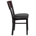 Sedia da pranzo per ristorante in metallo con schienale a 4 quadrati decorativi Emma e Oliver Black