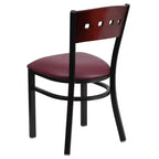 Sedia da pranzo per ristorante in metallo con schienale a 4 quadrati decorativi Emma e Oliver Black