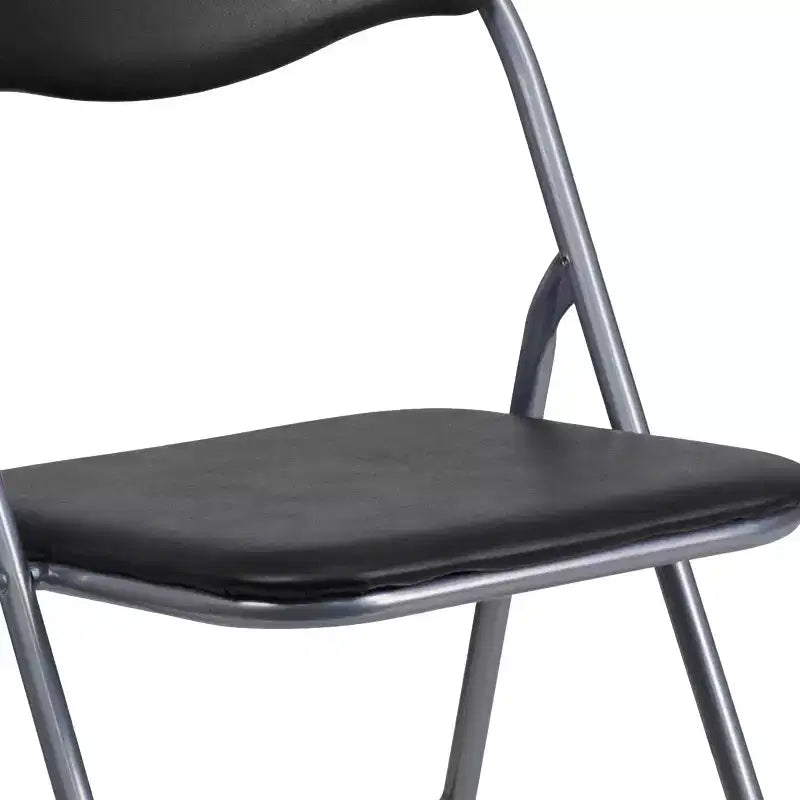Emma e Oliver Confezione da 2 Sedie Pieghevoli in Metallo Vinile Nero con Maniglia per il Trasporto