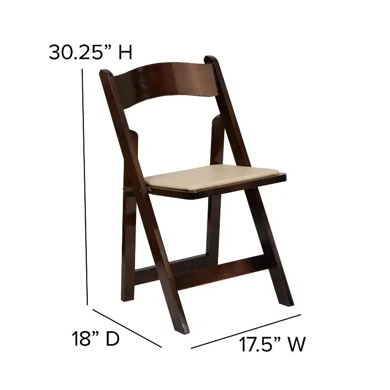 Sedia pieghevole in legno con seduta imbottita in vinile Emma and Oliver 2 Pack per eventi di matrimoni e feste