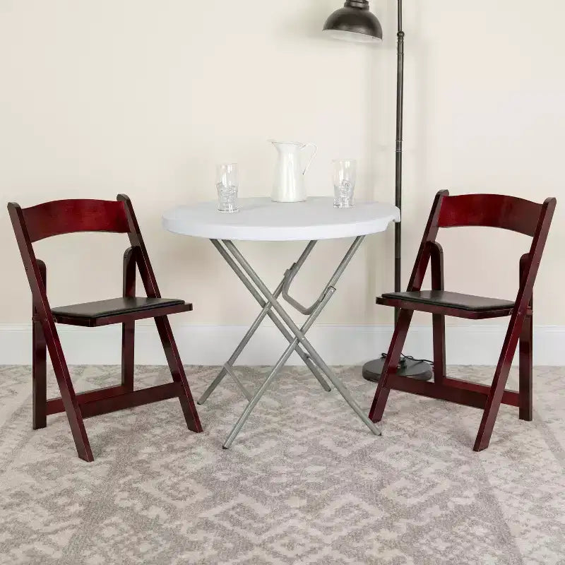 Sedia pieghevole in legno con seduta imbottita in vinile Emma and Oliver 2 Pack per eventi di matrimoni e feste