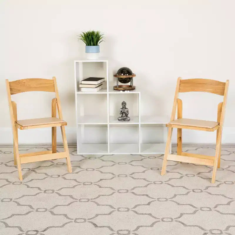 Sedia pieghevole in legno con seduta imbottita in vinile Emma and Oliver 2 Pack per eventi di matrimoni e feste