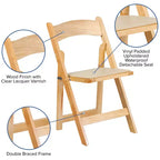 Sedia pieghevole in legno con seduta imbottita in vinile Emma and Oliver 2 Pack per eventi di matrimoni e feste