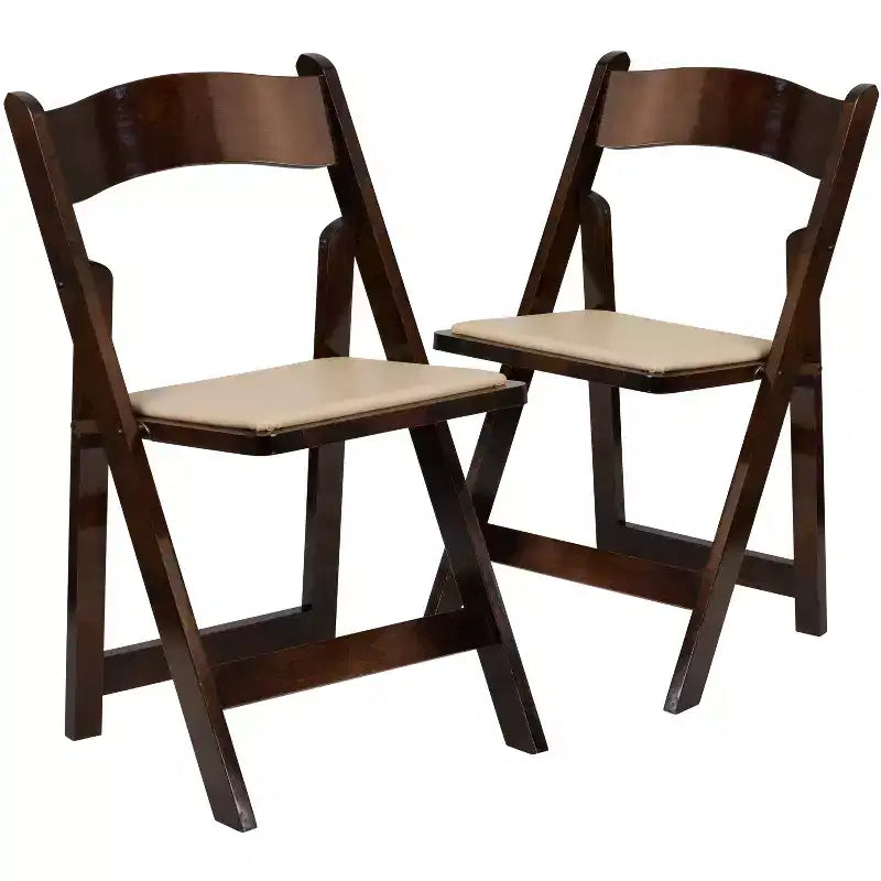 Sedia pieghevole in legno con seduta imbottita in vinile Emma and Oliver 2 Pack per eventi di matrimoni e feste