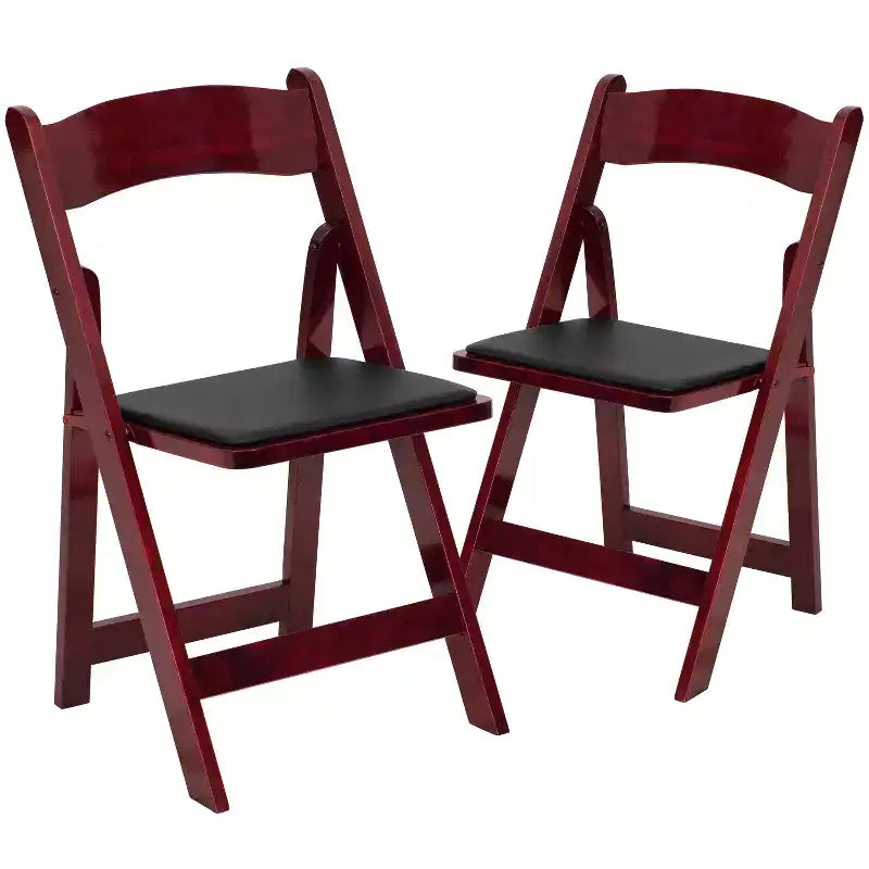 Sedia pieghevole in legno con seduta imbottita in vinile Emma and Oliver 2 Pack per eventi di matrimoni e feste
