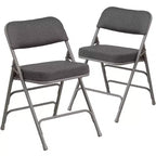 Emma and Oliver 2 Pack Premium Curved Triple Braced & Hinged Fabric Upholstered Metal Folding Chair