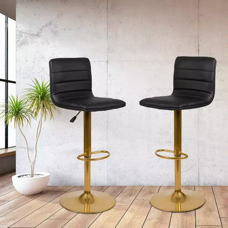 Sgabelli da bar moderni Flash Furniture con schienale trapuntato orizzontalmente, altezza regolabile, set da 2