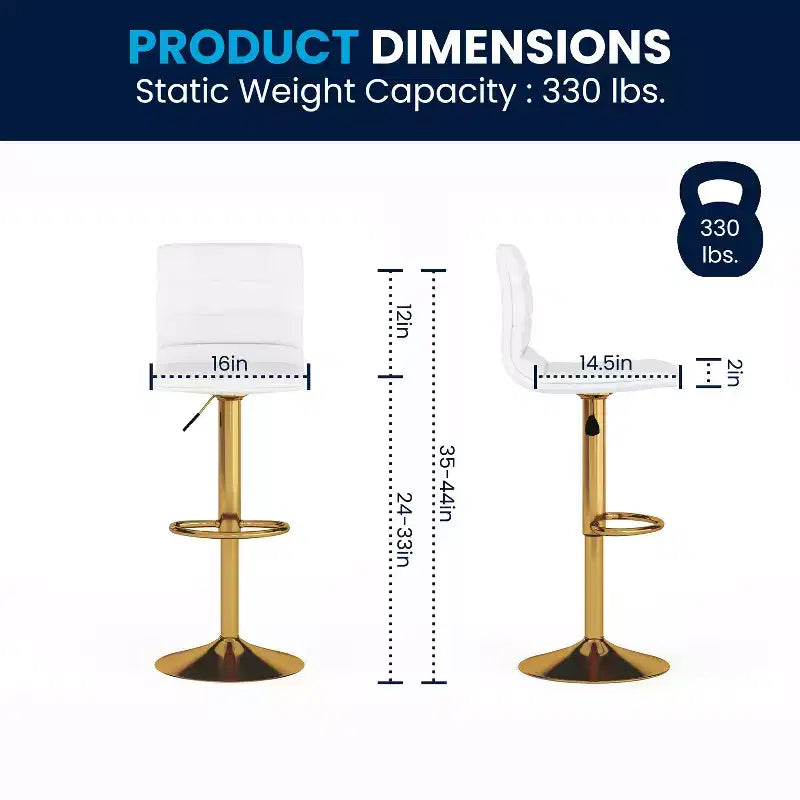 Sgabelli da bar moderni Flash Furniture con schienale trapuntato orizzontalmente, altezza regolabile, set da 2