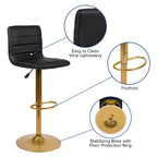 Sgabelli da bar moderni Flash Furniture con schienale trapuntato orizzontalmente, altezza regolabile, set da 2