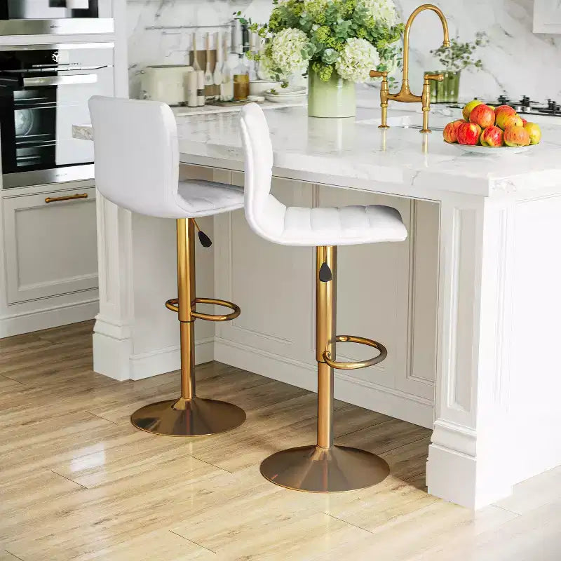 Sgabelli da bar moderni Flash Furniture con schienale trapuntato orizzontalmente, altezza regolabile, set da 2
