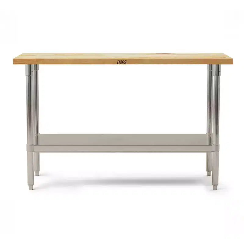 John Boos Maple Wood Top Work Table with Adjustable Lower Shelf, 60 x 30 x 1.5