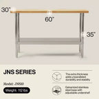 Tavolo da lavoro John Boos in legno d'acero con ripiano inferiore regolabile, 60 x 30 x 1,5