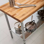 Tavolo da lavoro John Boos in legno d'acero con ripiano inferiore regolabile, 60 x 30 x 1,5