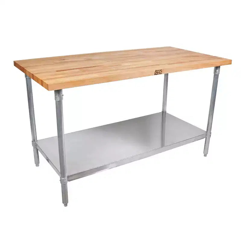 Tavolo da lavoro John Boos in legno d'acero con ripiano inferiore regolabile, 60 x 30 x 1,5