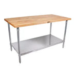 Tavolo da lavoro John Boos in legno d'acero con ripiano inferiore regolabile, 60 x 30 x 1,5