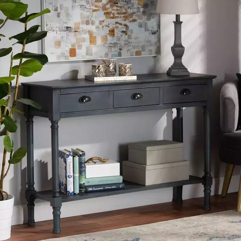 Console da ingresso Garvey Wood con 3 cassetti - Baxton Studio