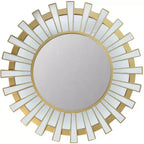 Northlight 25.5 Matte Gold and Clear Sunburst Round Mirror Wall Decor