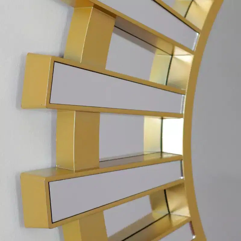 Decorazione da parete a specchio rotondo Northlight 25.5 a raggiera dorato opaco e trasparente