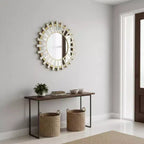 Decorazione da parete a specchio rotondo Northlight 25.5 a raggiera dorato opaco e trasparente