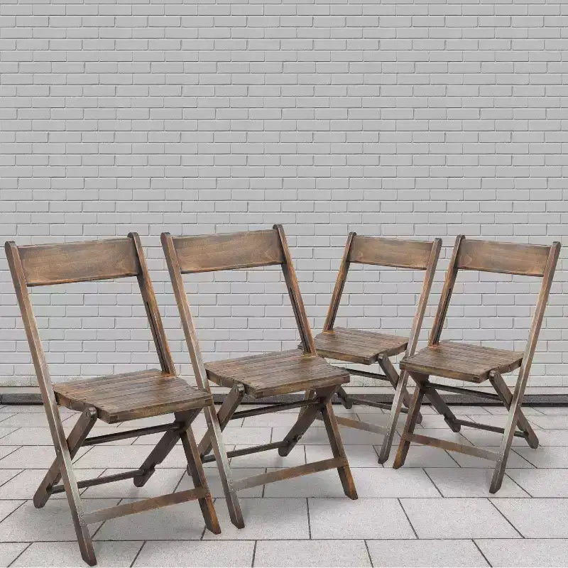 Flash Furniture Sedia Pieghevole in Legno a Doghe per Eventi Speciali - Nero Antico, Set da 4