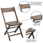 Flash Furniture Sedia Pieghevole in Legno a Doghe per Eventi Speciali - Nero Antico, Set da 4