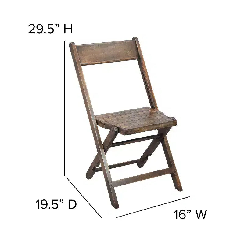 Flash Furniture Sedia Pieghevole in Legno a Doghe per Eventi Speciali - Nero Antico, Set da 4