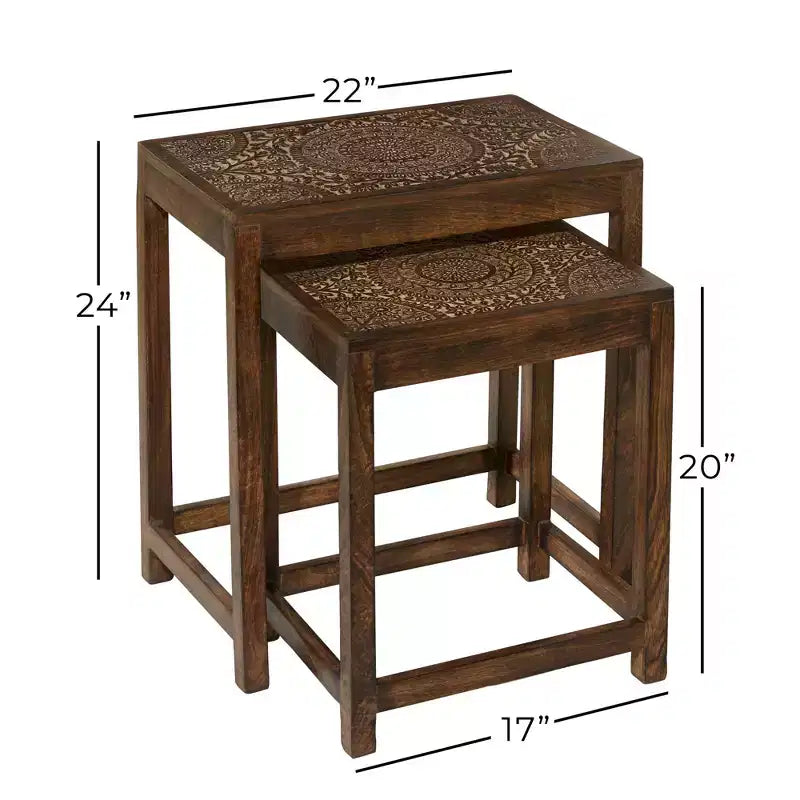 Set di 2 tavolini d'appoggio eclettici in legno - Olivia & May
