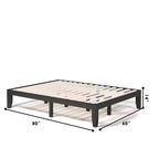 Costway Letto matrimoniale 14 pollici in legno con doghe, piattaforma e supporto in espresso naturale