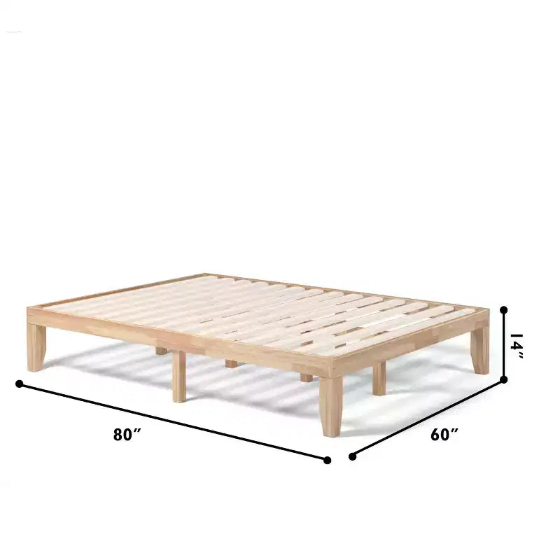 Costway Letto matrimoniale 14 pollici in legno con doghe, piattaforma e supporto in espresso naturale